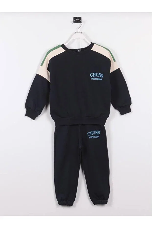 Детский спортивный костюм с принтом Unisex children's 3 thread chons navy blue double suit navy blue Generic Brands, Navy Blue