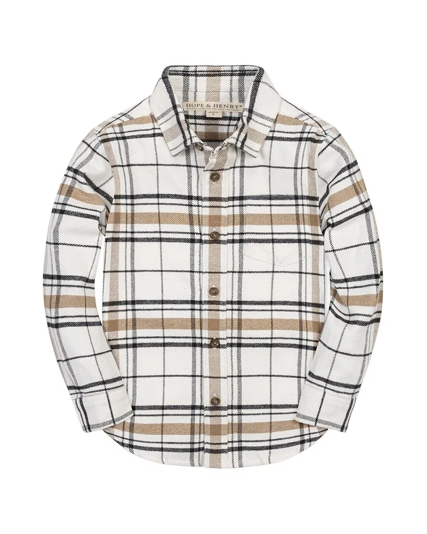 Детская рубашка на пуговицах с принтом Hope & Henry Organic Flannel Shirt, White