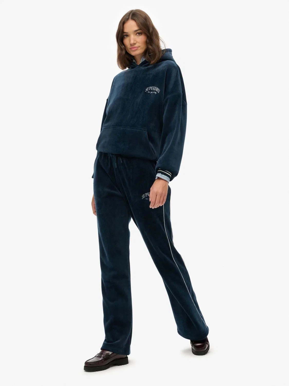 Джоггеры прямого кроя Country Club Velour Superdry, синий — фото 3