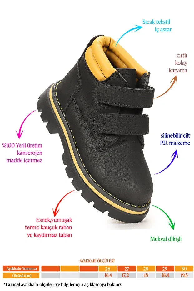 Детские ботинки для мальчиков на липучке Azka Kiko Kids, Black Yellow — фото 2