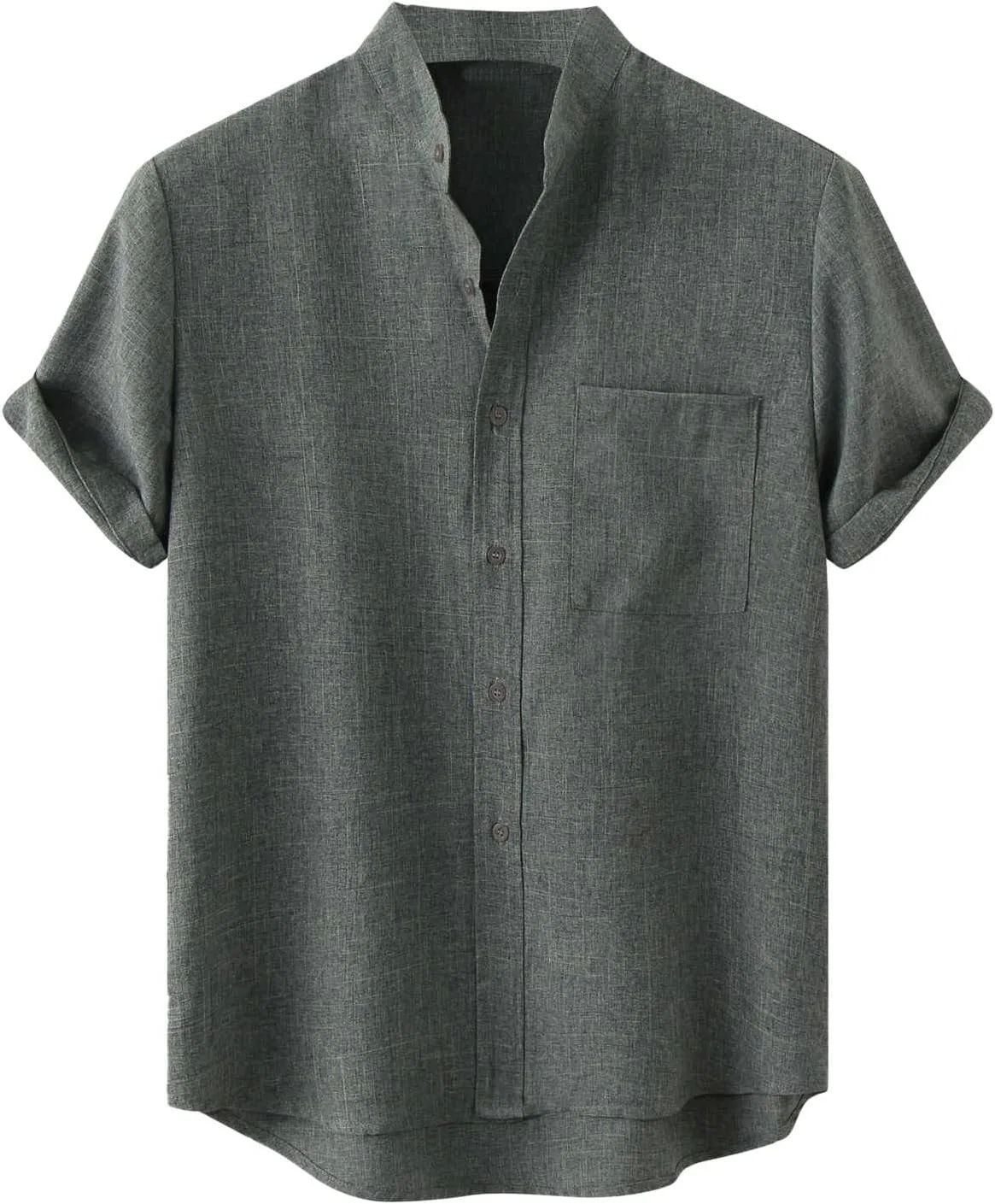 Мужская повседневная футболка с воротником-стойкой Cotton Blend, Army Green