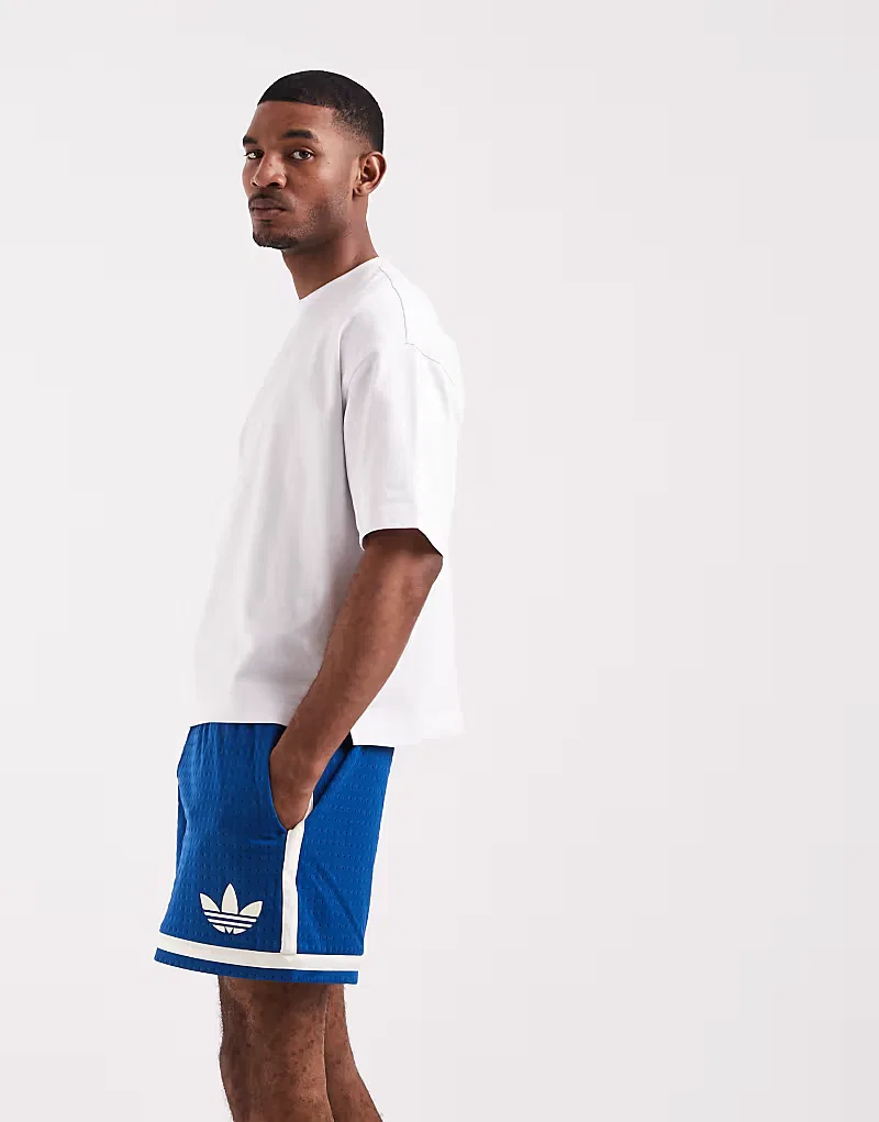 Трикотажные шорты Adidas Originals темно-синий и, белый — фото 3