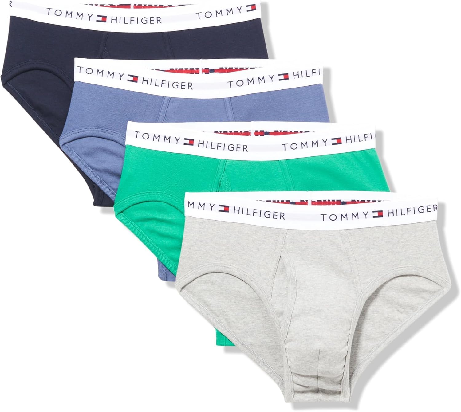 

Мужские классические трусы-брифы Tommy Hilfiger из хлопка, 4 шт., Primary Green, Grey Heather, Bank Blue, Navy