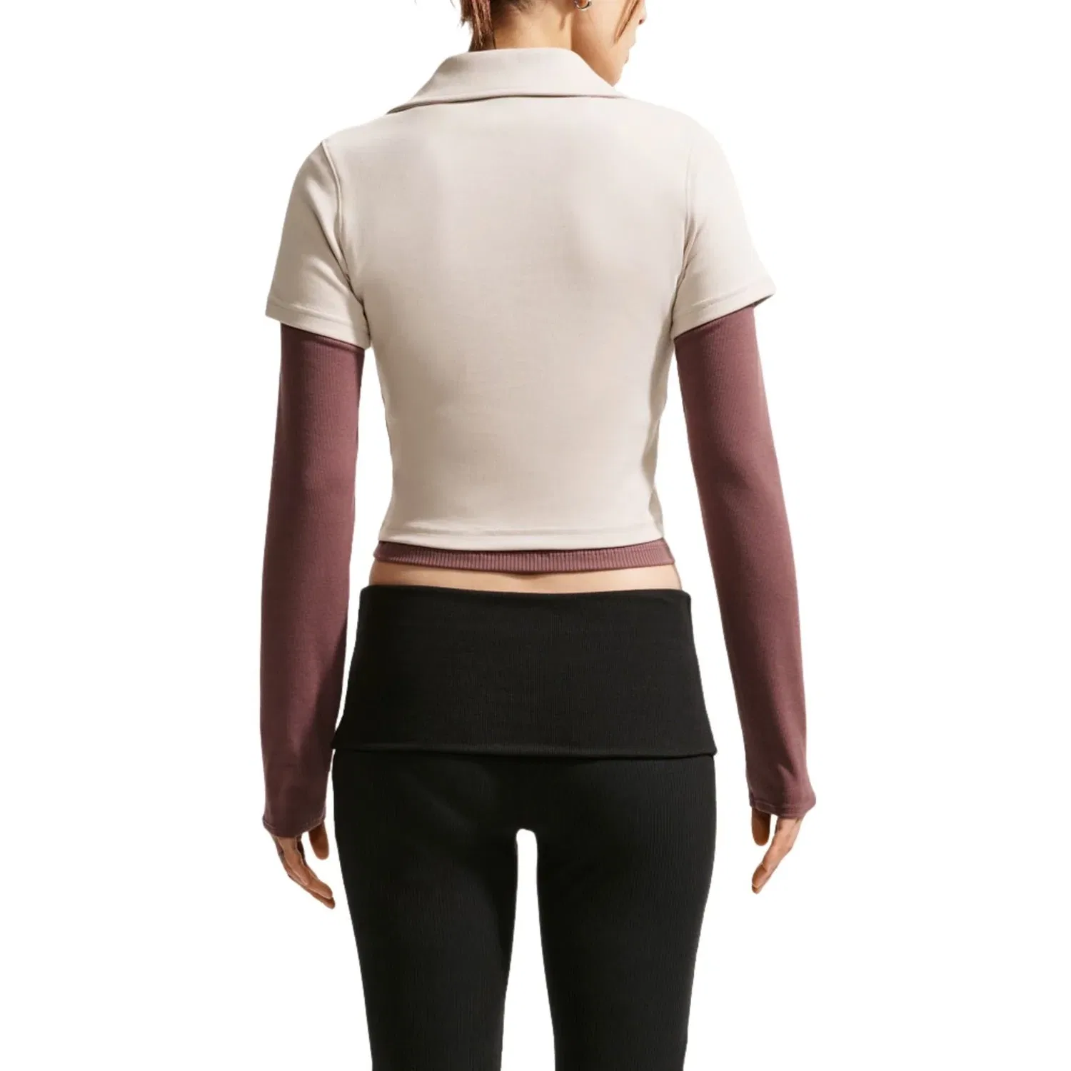 Женское поло Sportswear Fitted Cropped Top 'Bleached Lilac White' Nike, Bleached Lilac/White — фото 2