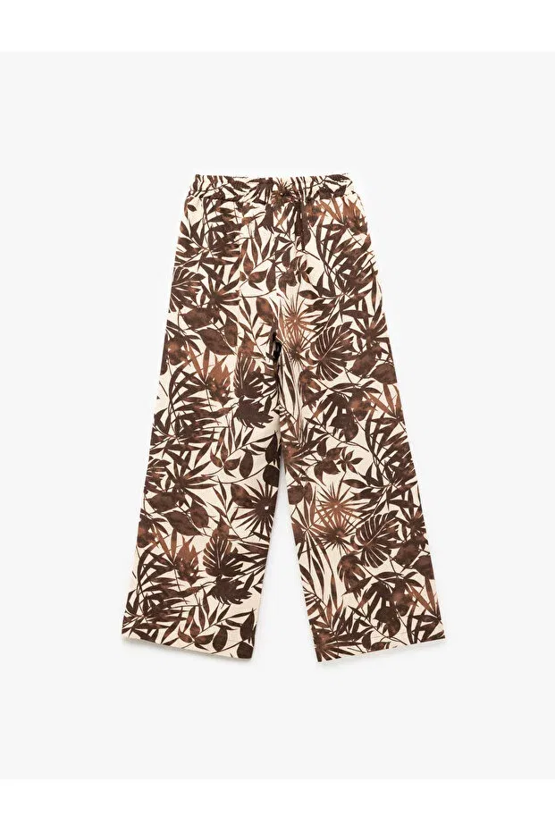 Детские брюки для девочек широкие с принтом Koton, Brown Patterned — фото 2