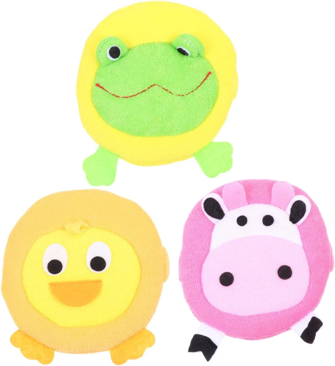 Мочалка для душа Animal Shape, minkissy, набор 3 шт, Корова, Лягушка