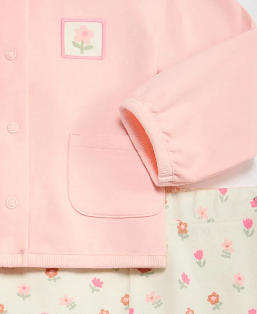 Комплект из кардигана, боди и брюк First Impressions, Fuzzy Pink — фото 4