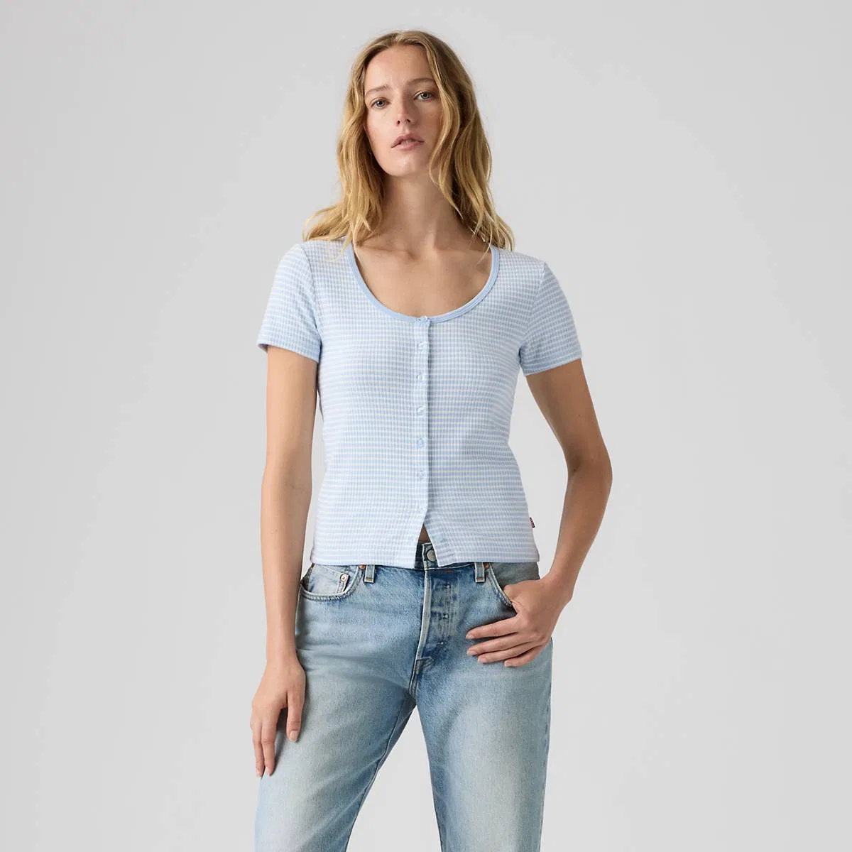 Рубашка с коротким рукавом на пуговицах от Austen Levi's, Annalise Stripe Angel Falls - Blue — фото 3