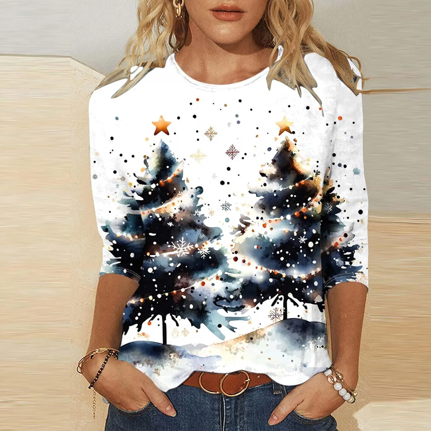 Женская футболка с новогодним принтом Christmas Tshirt, Multicolor — фото 2