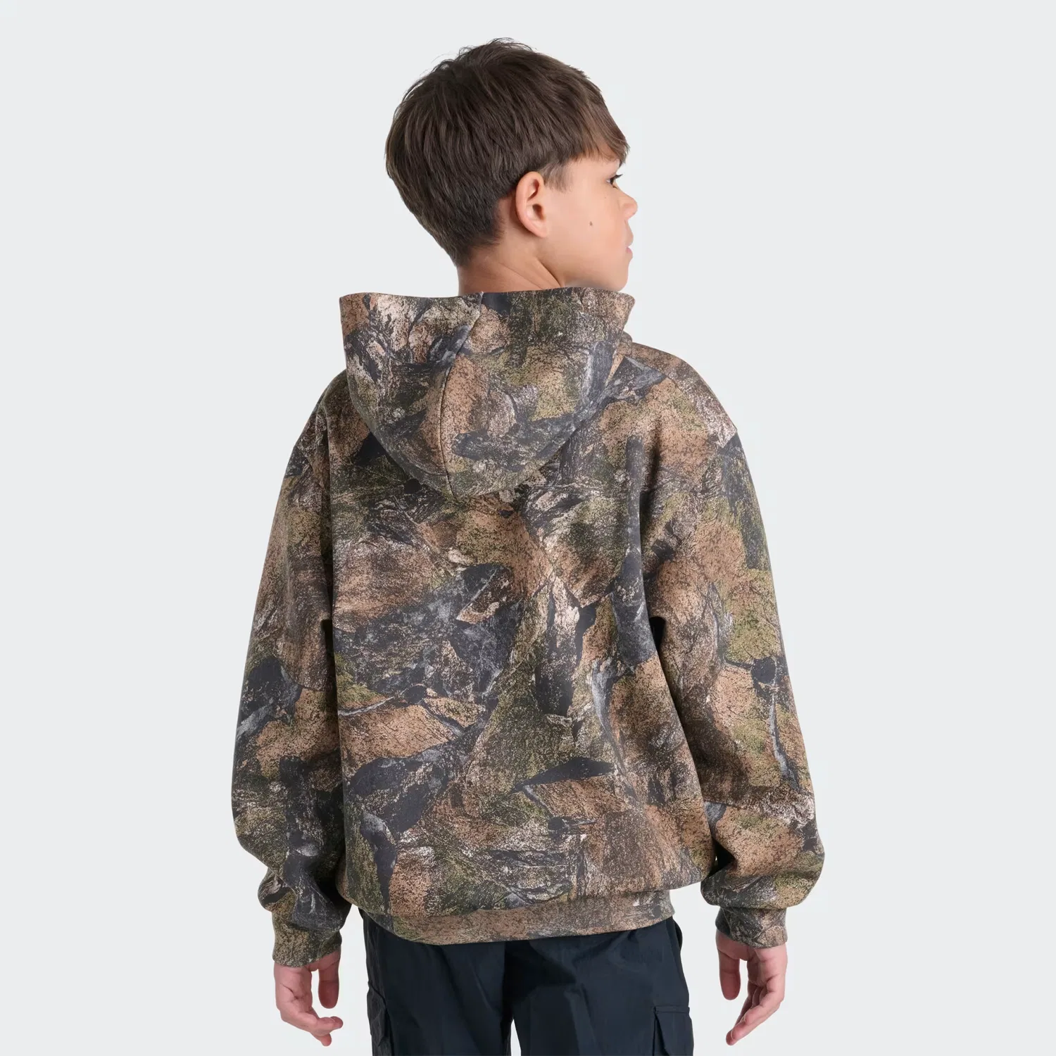 Детская толстовка с капюшоном и камуфляжным принтом Rock Camo Adidas Sportswear, хаки