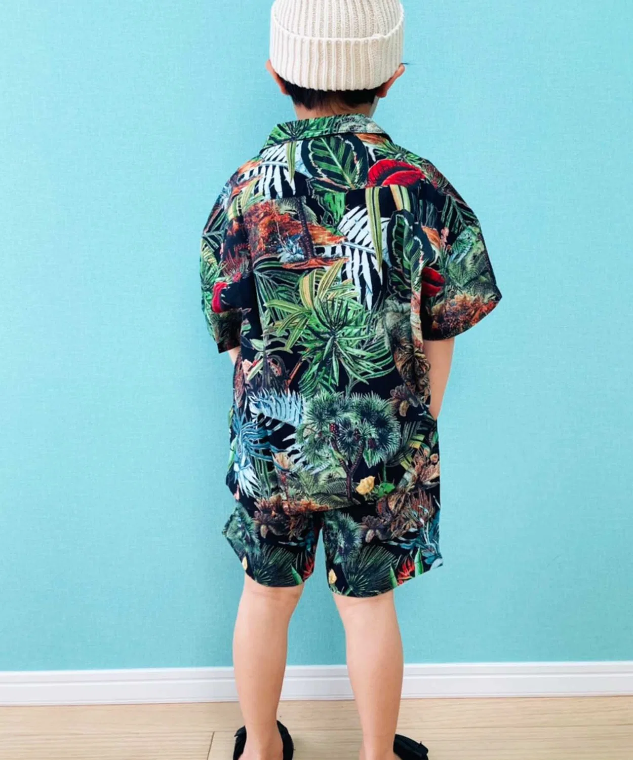 Детский комплект из рубашки и шорт с принтом Aloha Rayon THE CASUAL, Black — фото 4