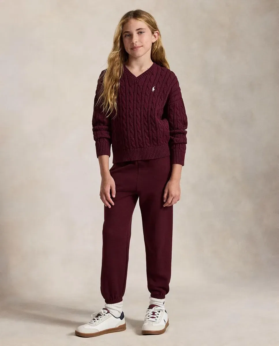 Детский джемпер с воротником-поло для девочек Polo Ralph Lauren, Бургунди