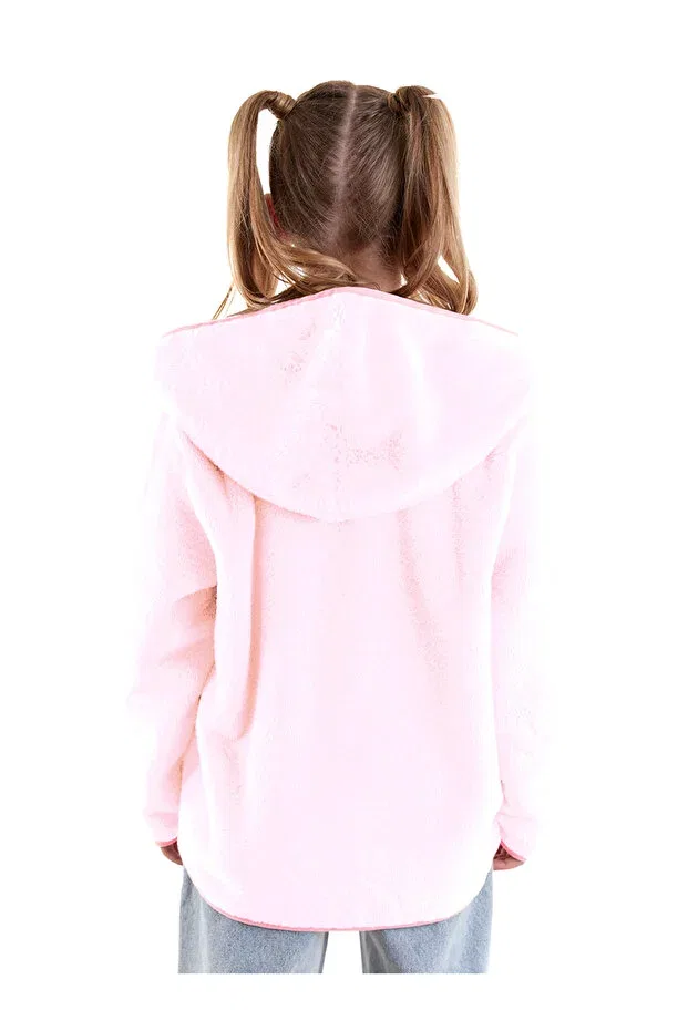 Детское пальто для девочек с принтом Pink Plush Coat With Heart Pockets Denokids, Pink — фото 2