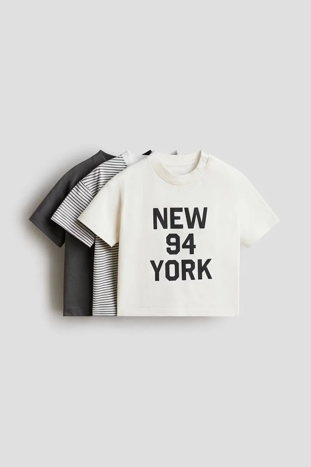 Набор из 3 хлопковых футболок H&M, Cremefarben/New York
