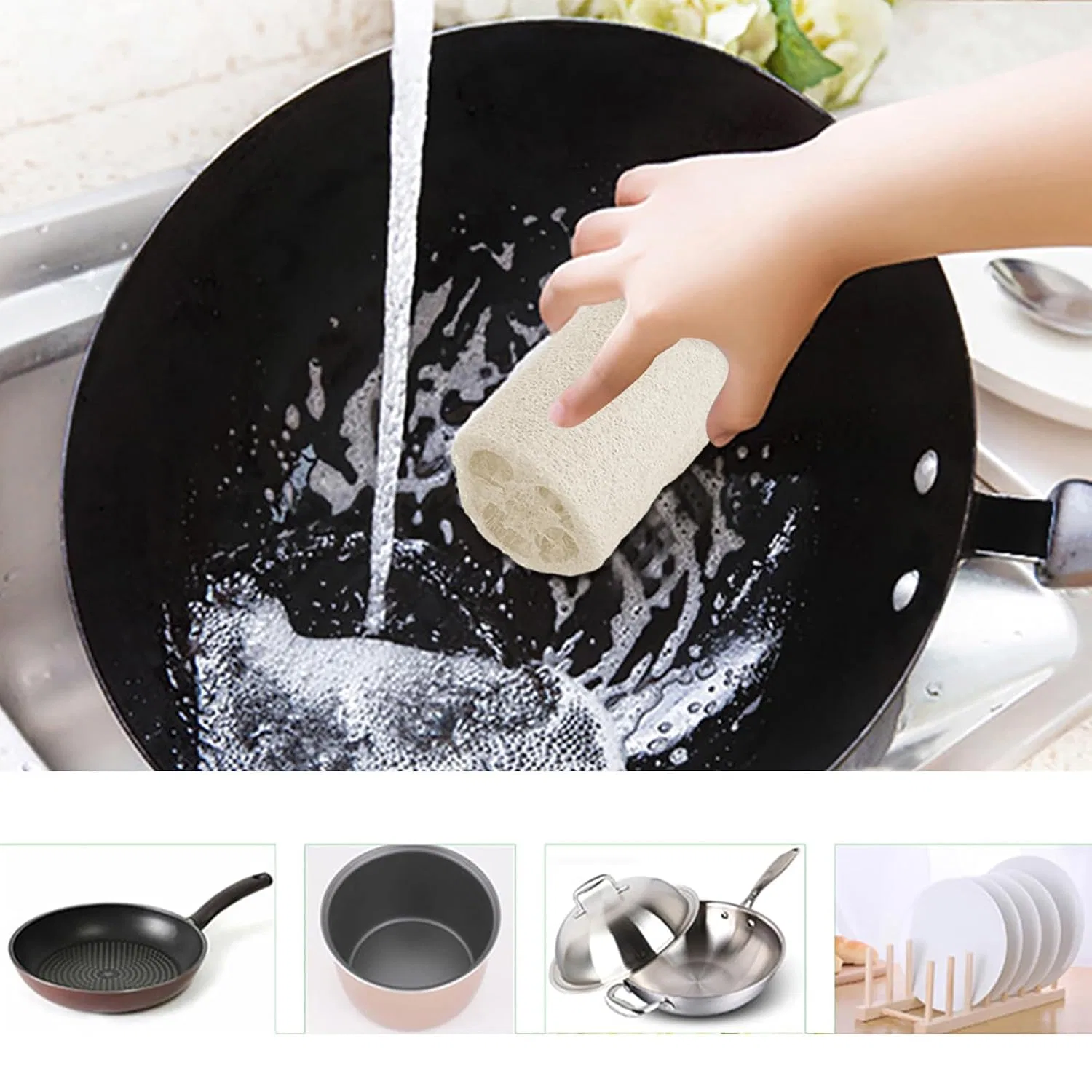 Натуральная люффа для душа, Peeling Body Scrubber, 1 шт, 10 см Generic — фото 2