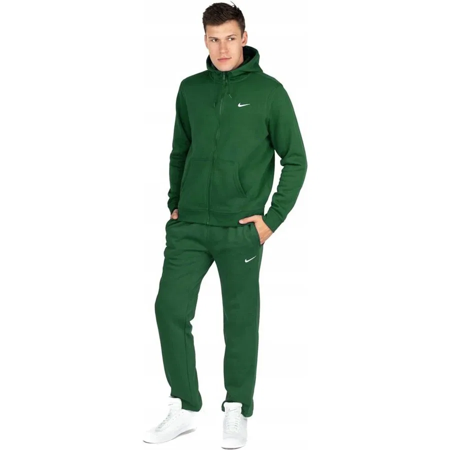 Мужской свитшот с капюшоном и полной застежкой-молнией Nike Sportswear Club Fleece, Зеленый — фото 4