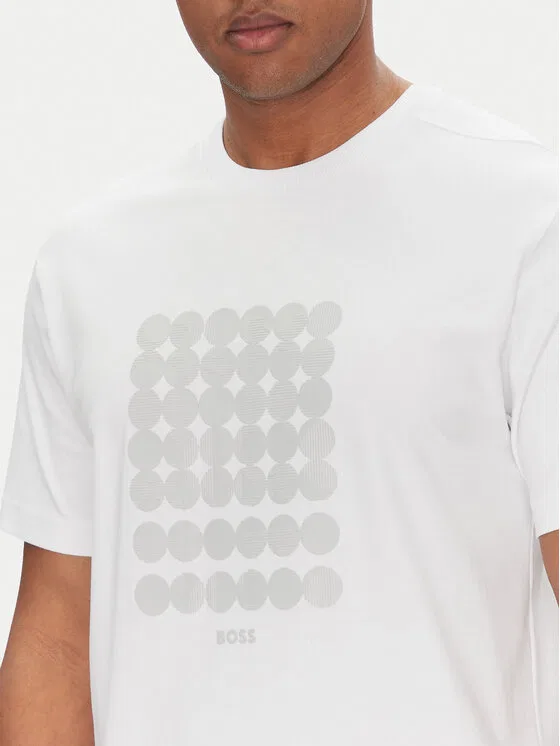 Футболка relaxed fit Tee Print Striped C Boss, белый — фото 4