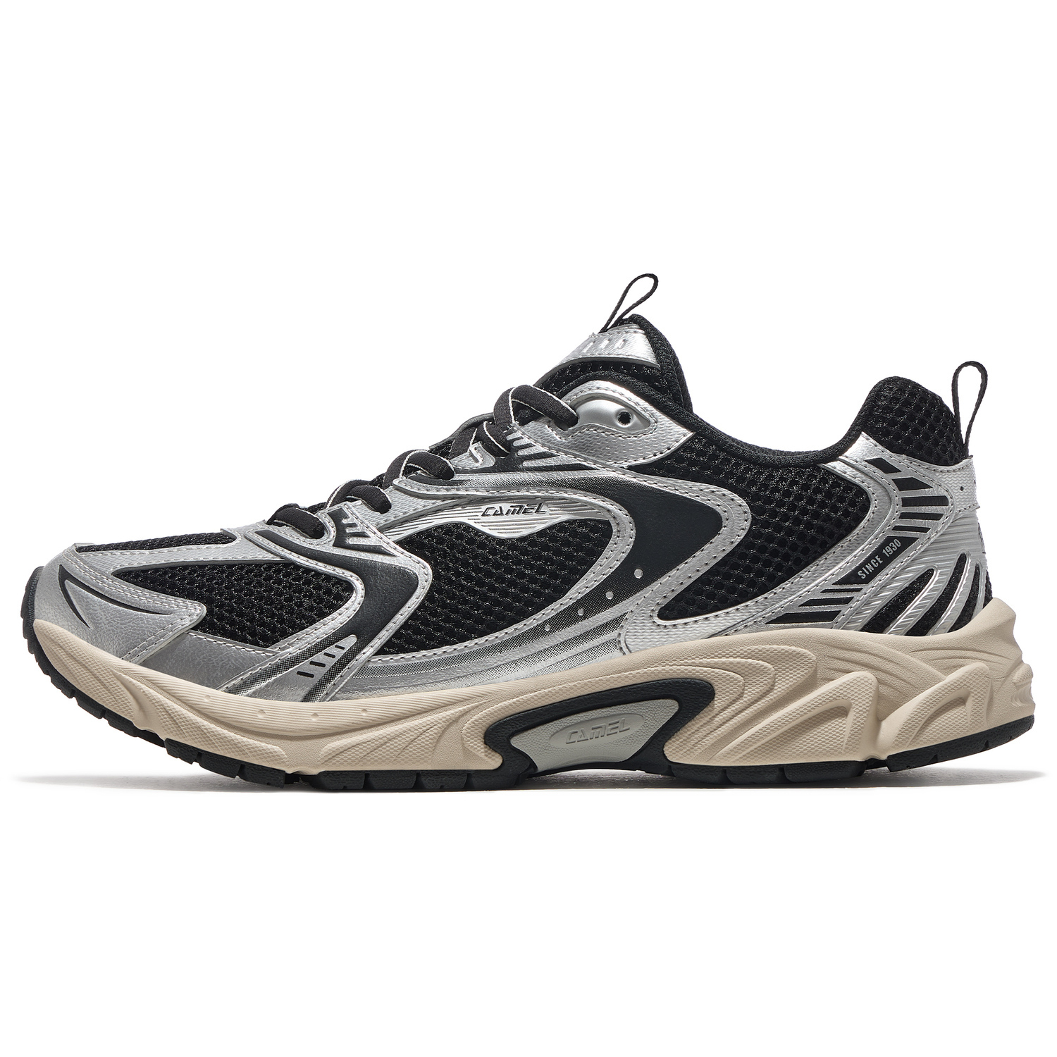 

CAMEL Light Speed Shock Absorbers Slip Resistant Low top Casual Trail Running Shoes Men's - Black Silver White, цвет Black Silver White