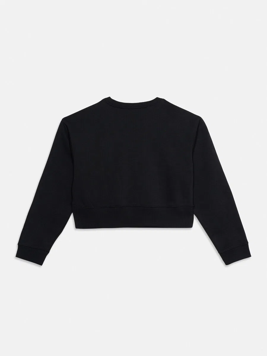 Толстовка ADIDAS ORIGINALS 'Boxy Crew Sweatshirt Fleece Long' черного цвета — фото 3