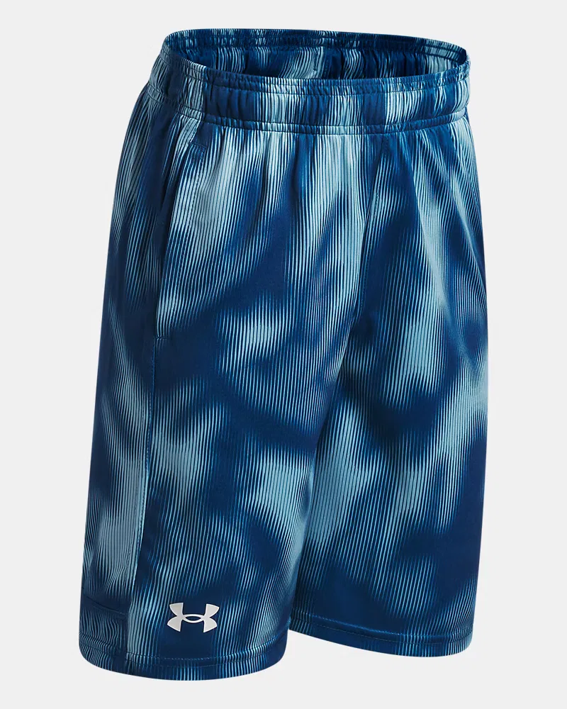 Шорты для мальчиков с внутренним швом 23 см, быстросохнущие, UA Velocity Printed UnderArmour, Varsity Blue/White — фото 3