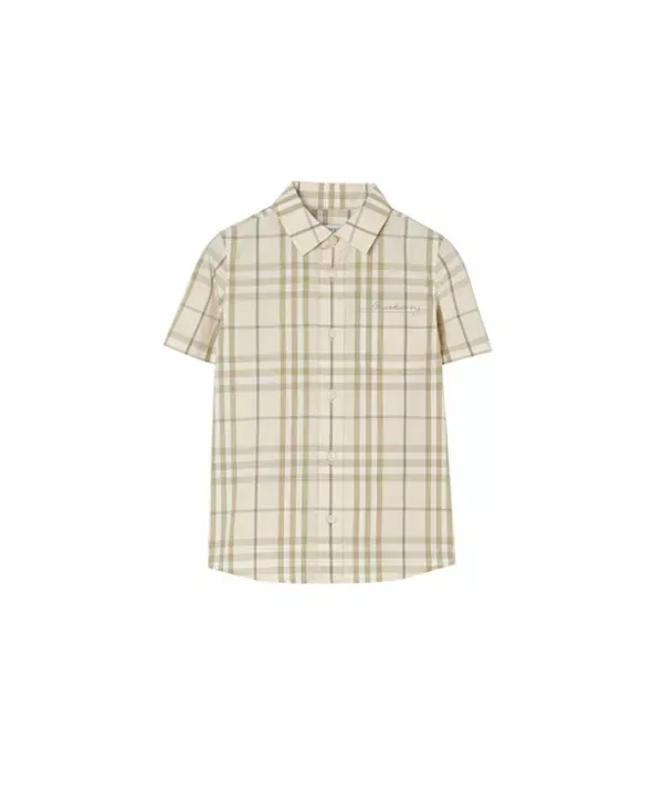 Детская рубашка для мальчиков с клеткой Burberry, Sesame Beige