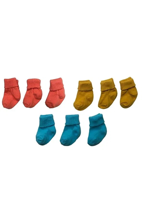Детские носки для новорожденных хлопковые набор 9 пар Neocotton, Cream-Mustard-Turquoise