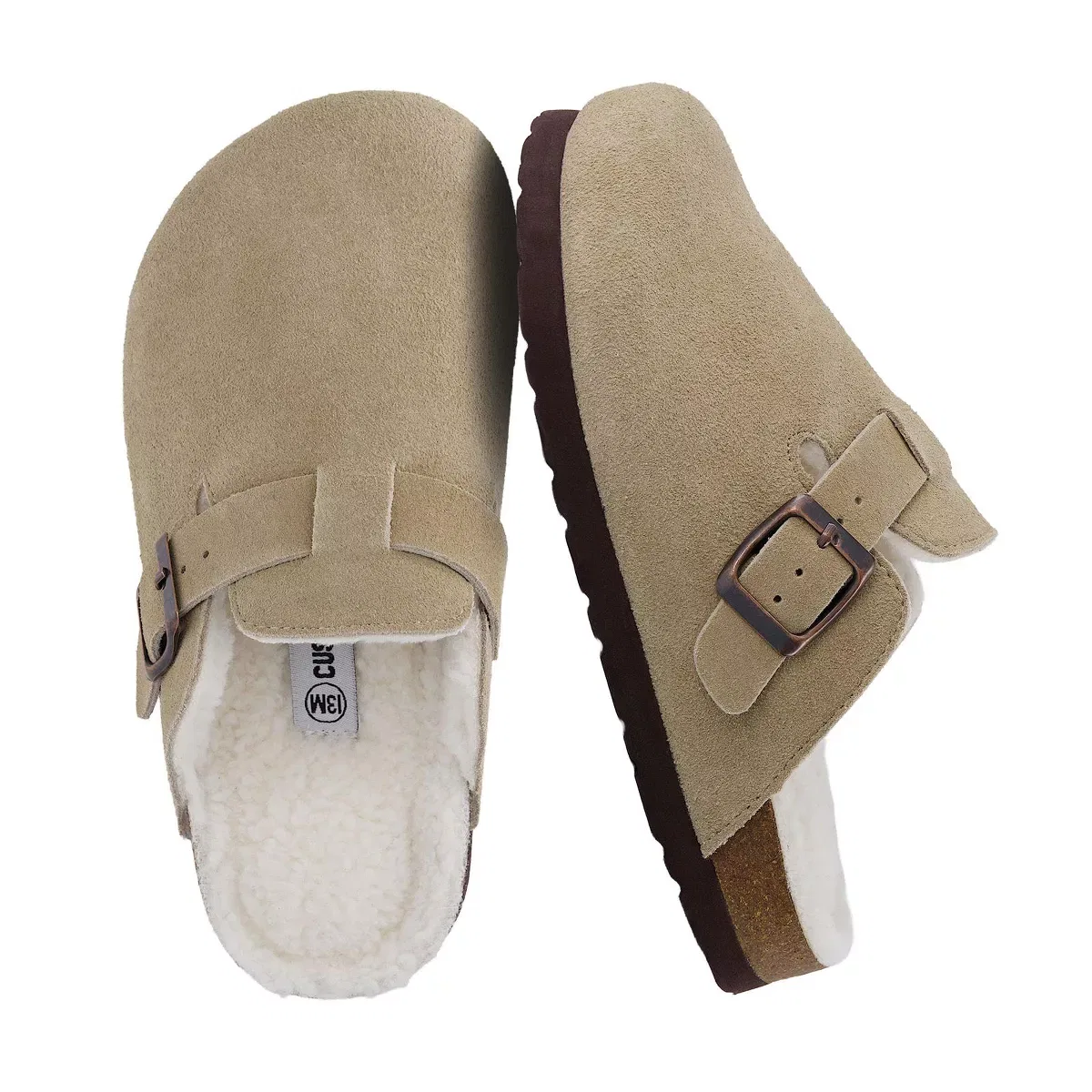 Детские сандалии-клоги с верхом из натуральной кожи CUSHIONAIRE, Taupe