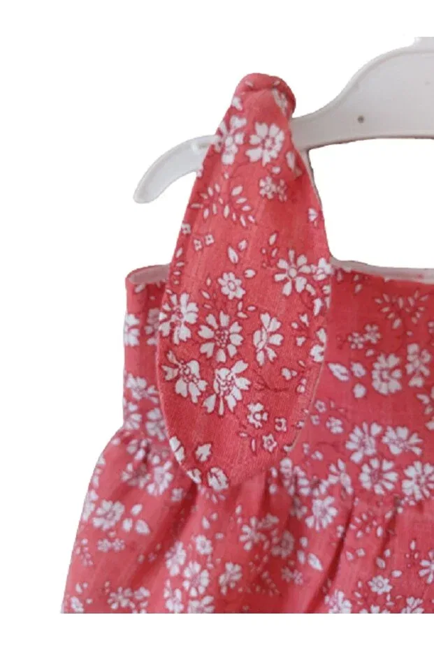 Детское платье для девочек с принтом Denim Floral Baby Dress Babyelos, Red — фото 3