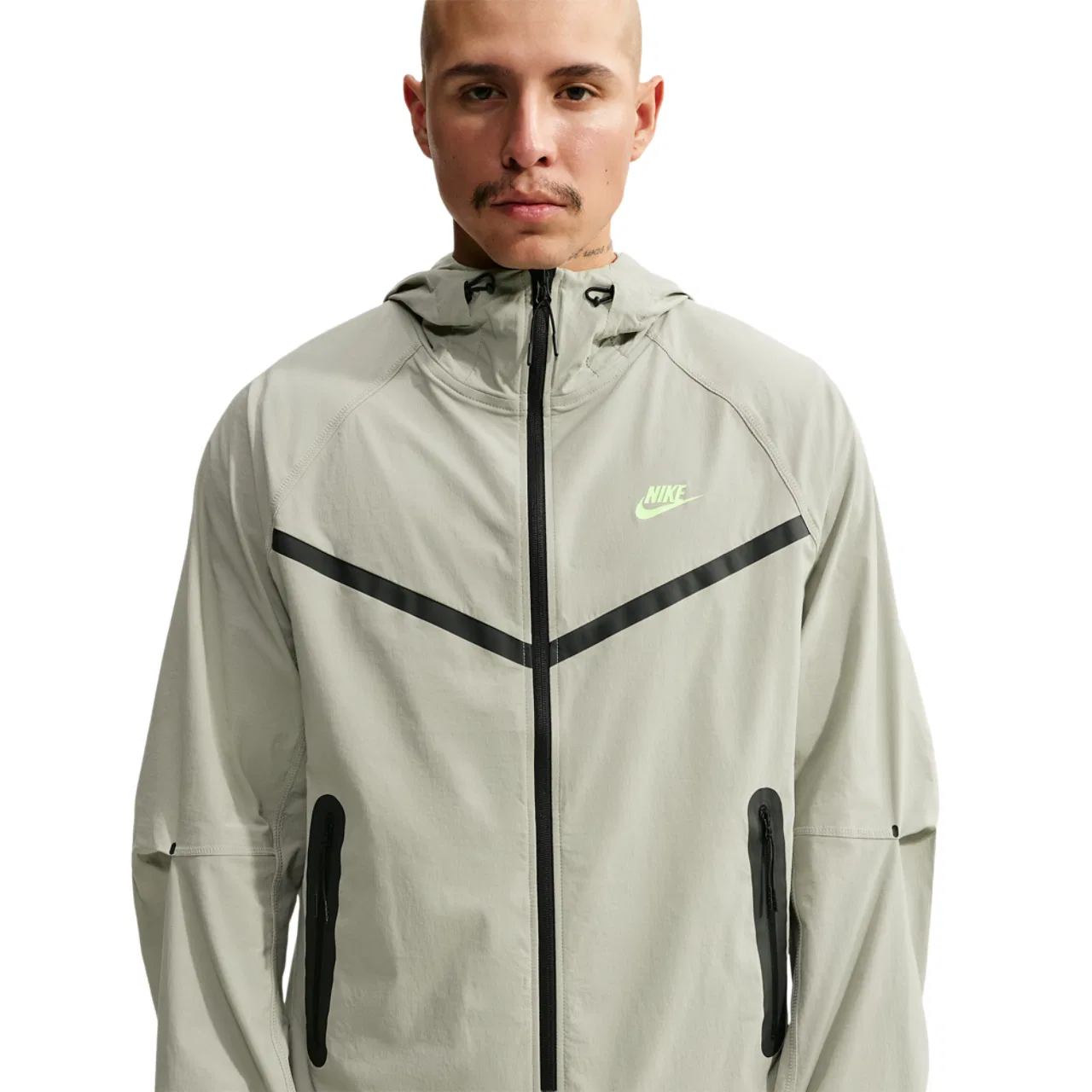 Мужская куртка Nike Tech Windrunner с капюшоном, Spruce Fog/Spruce Fog/Barely Volt