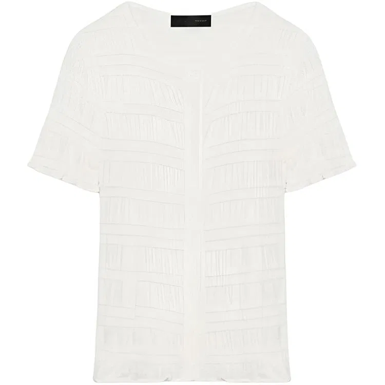 Женский трикотажный джемпер с круглым вырезом, белый, ZARA