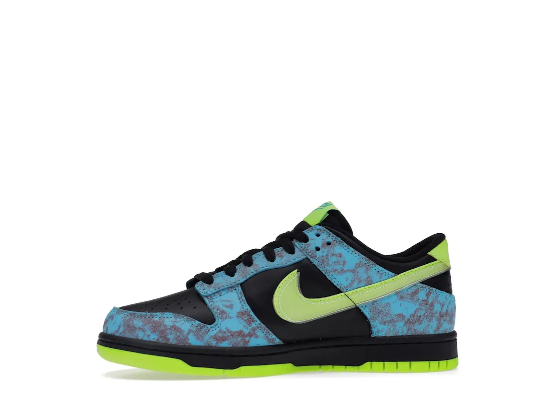 Детские кроссовки Lifestyle с принтом Nike Dunk Low SE Nike, Multi-Color/Black/Baltic Blue/Volt — фото 3