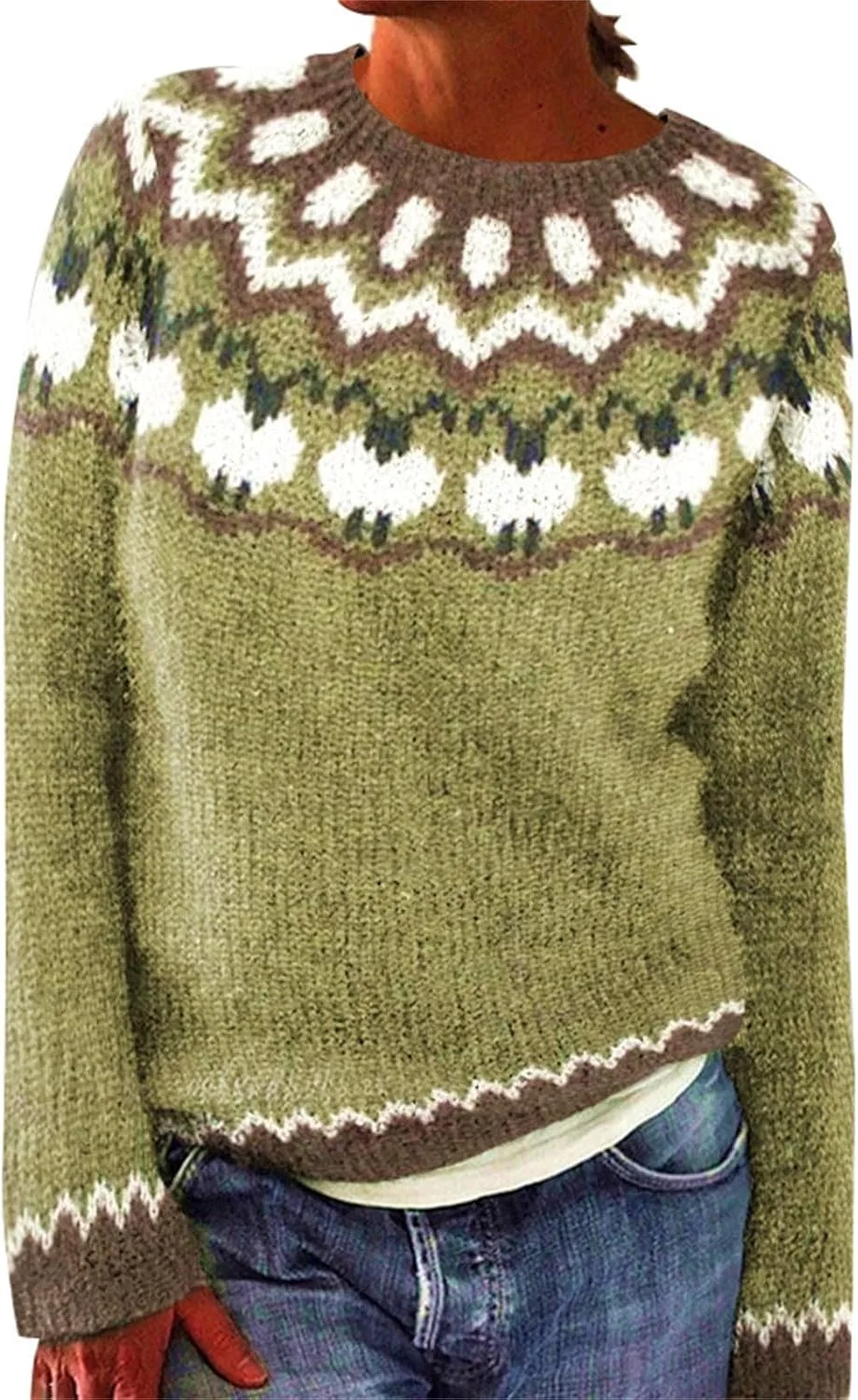 Женский свитер оверсайз с принтом Fair Isle, жёлтый