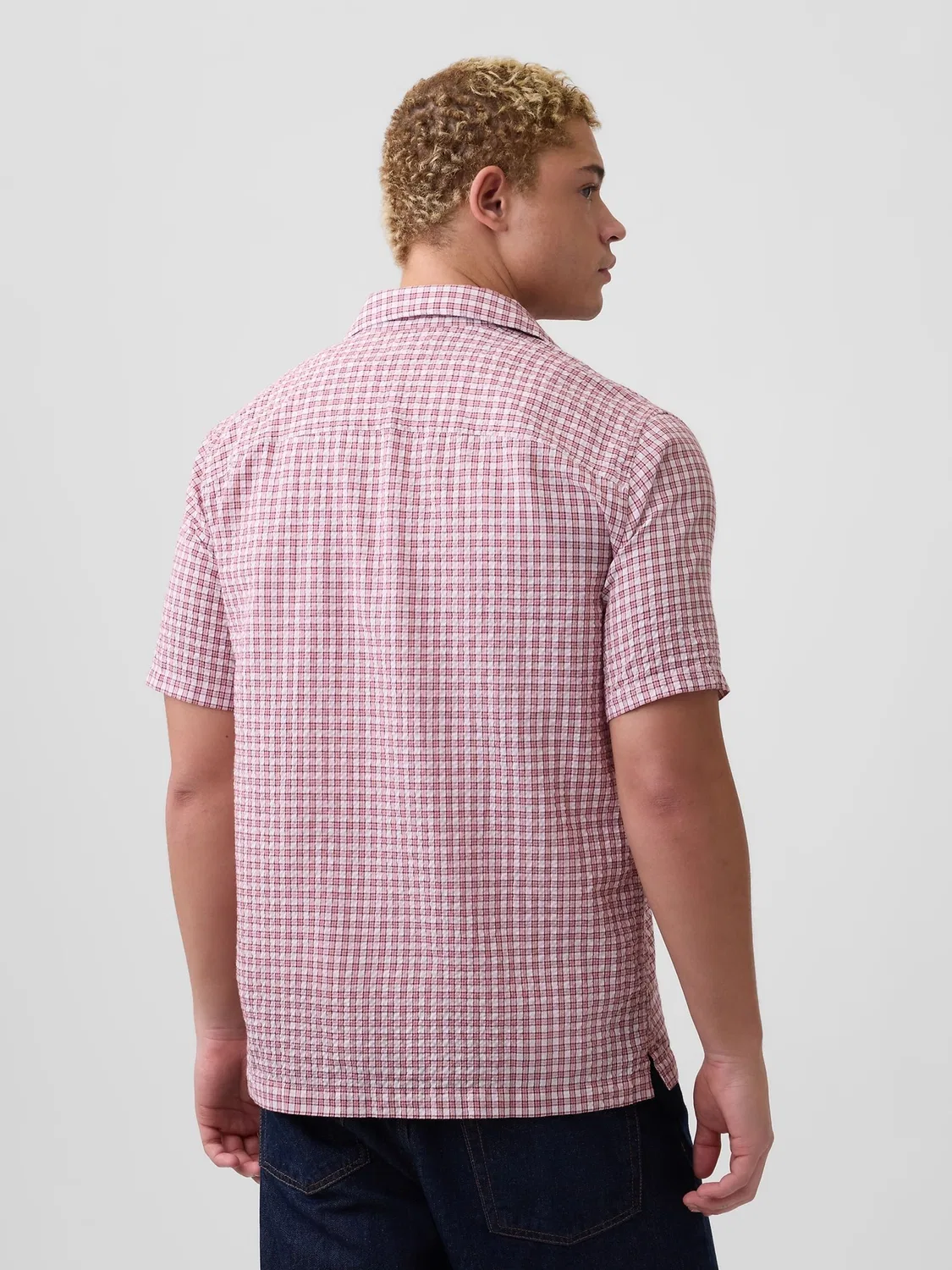 Рубашка с принтом Pink Check Gap, розовая — фото 2