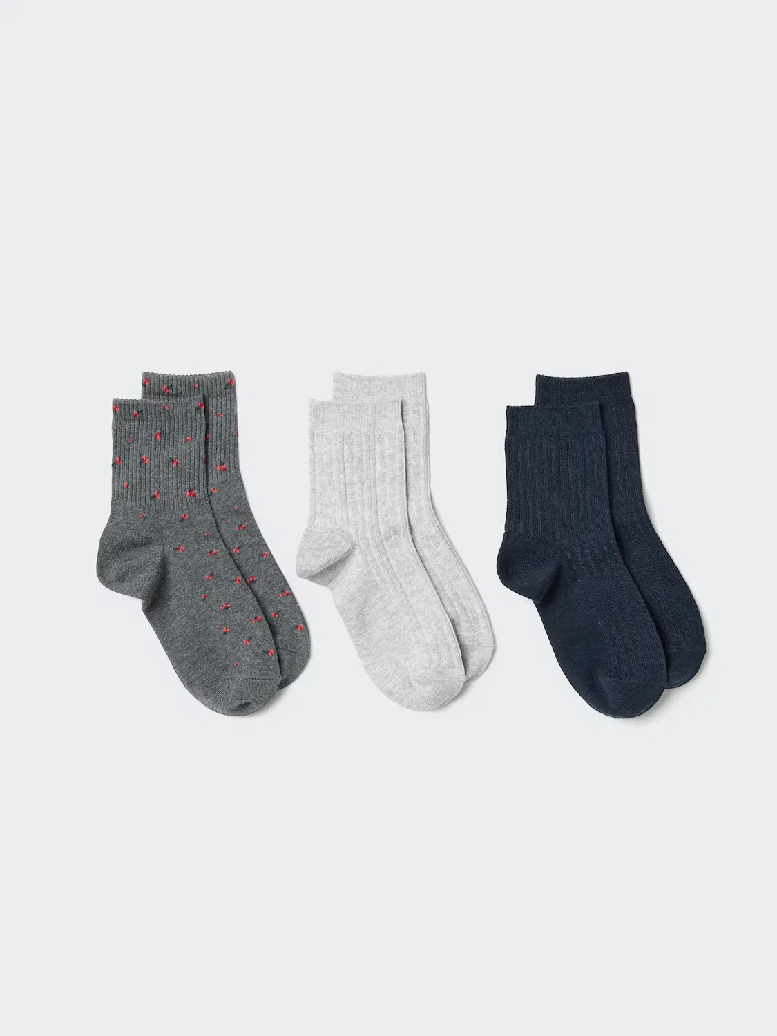 Носки Uniqlo, три пары, с цветочным рисунком, темно-серый