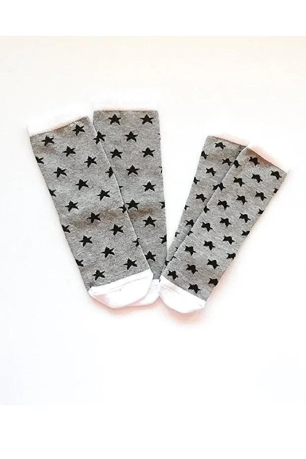 Детские носки для девочек с принтом Mother Daughter Baby Boy Star Patterned Asa Bebek Çocuk, Gray — фото 2
