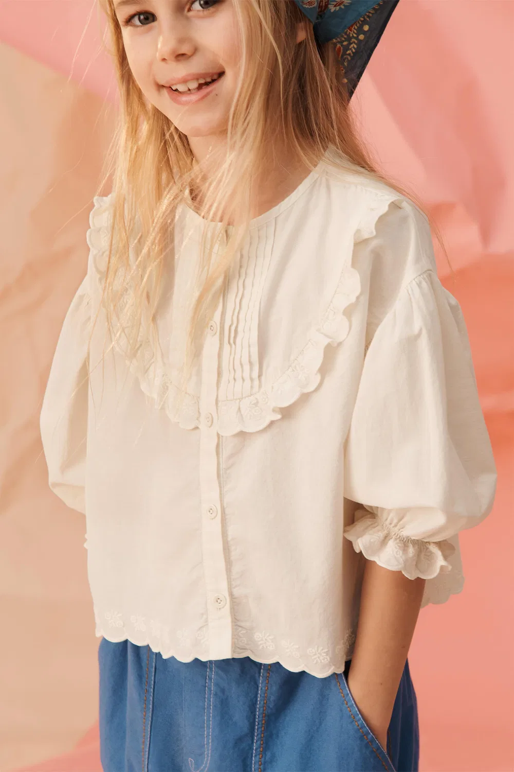 Рубашка с цветочным узором и оборками, лимитированная серия ZARA, Ecru — фото 2