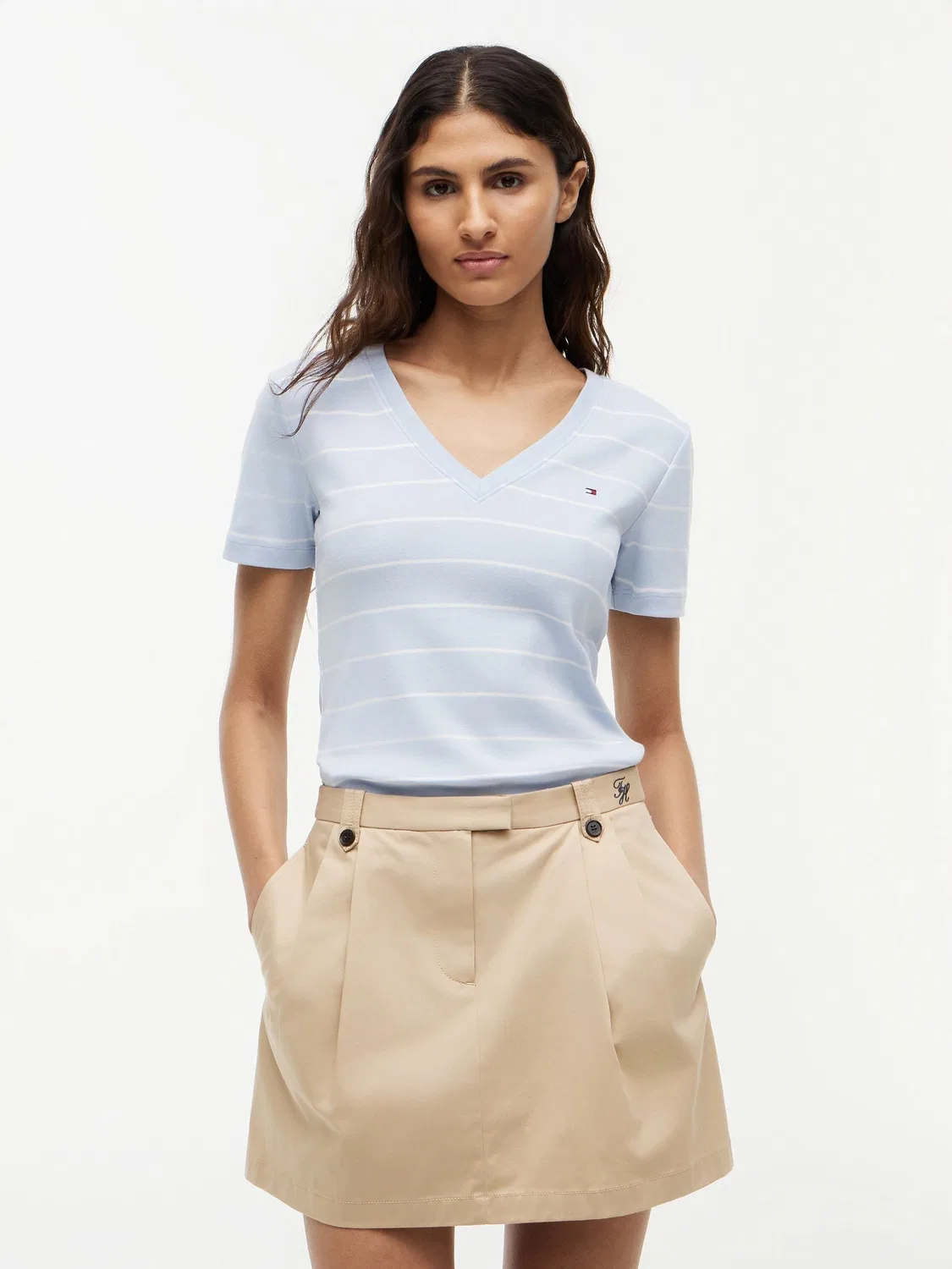 Футболка с V-образным вырезом, slim fit Tommy Hilfiger, синий
