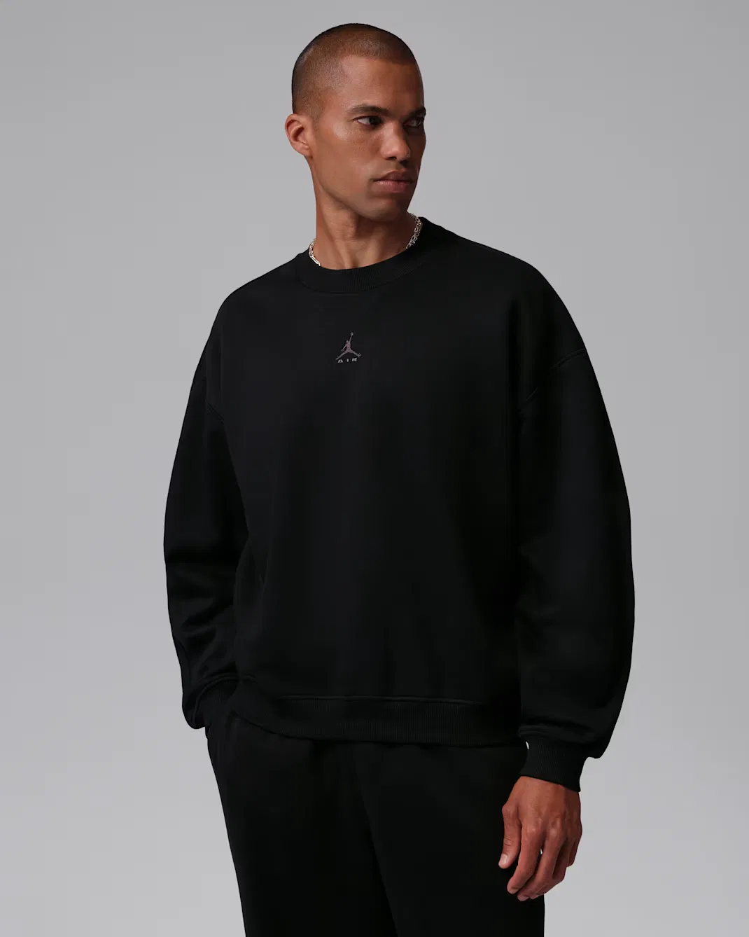 Мужская флисовая толстовка оверсайз с круглым вырезом Jordan Brooklyn, Black/Black/Dark Smoke Grey