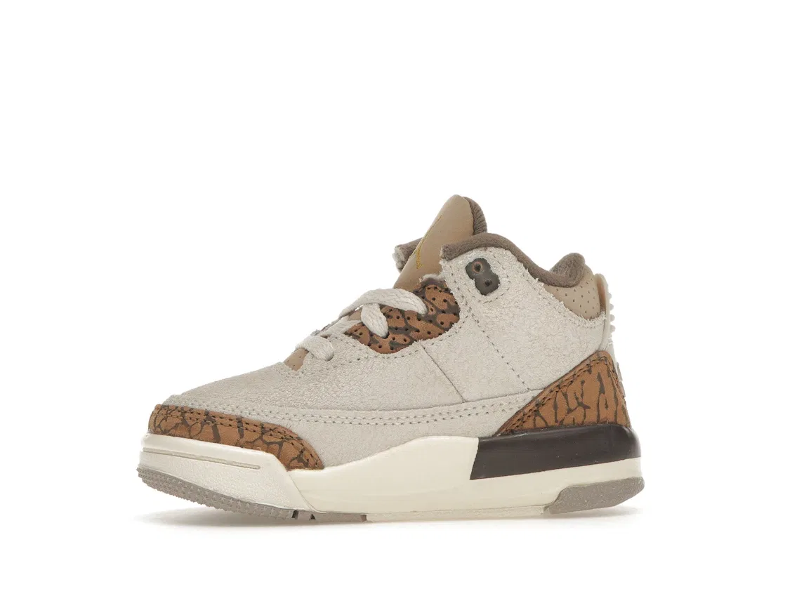 Детские кроссовки для мальчиков с принтом Jordan 3 Retro Palomino Jordan, Light Orewood Brown/Metallic Gold/Light British Tan/Palomino — фото 3