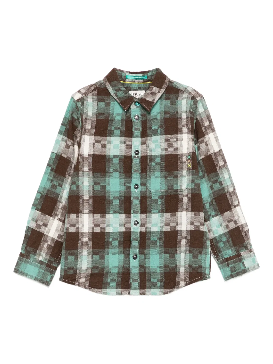 Рубашка с длинным рукавом в клетку Scotch & Soda, зеленый