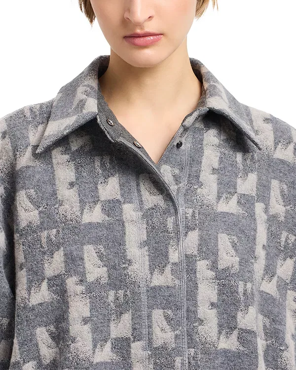 Женская куртка с геометрическим жаккардом Emporio Armani, Grey/Putty — фото 4