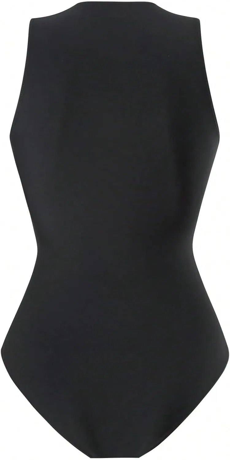 Женский цельный купальник с застежкой-молнией Summer Monokini, Black — фото 4