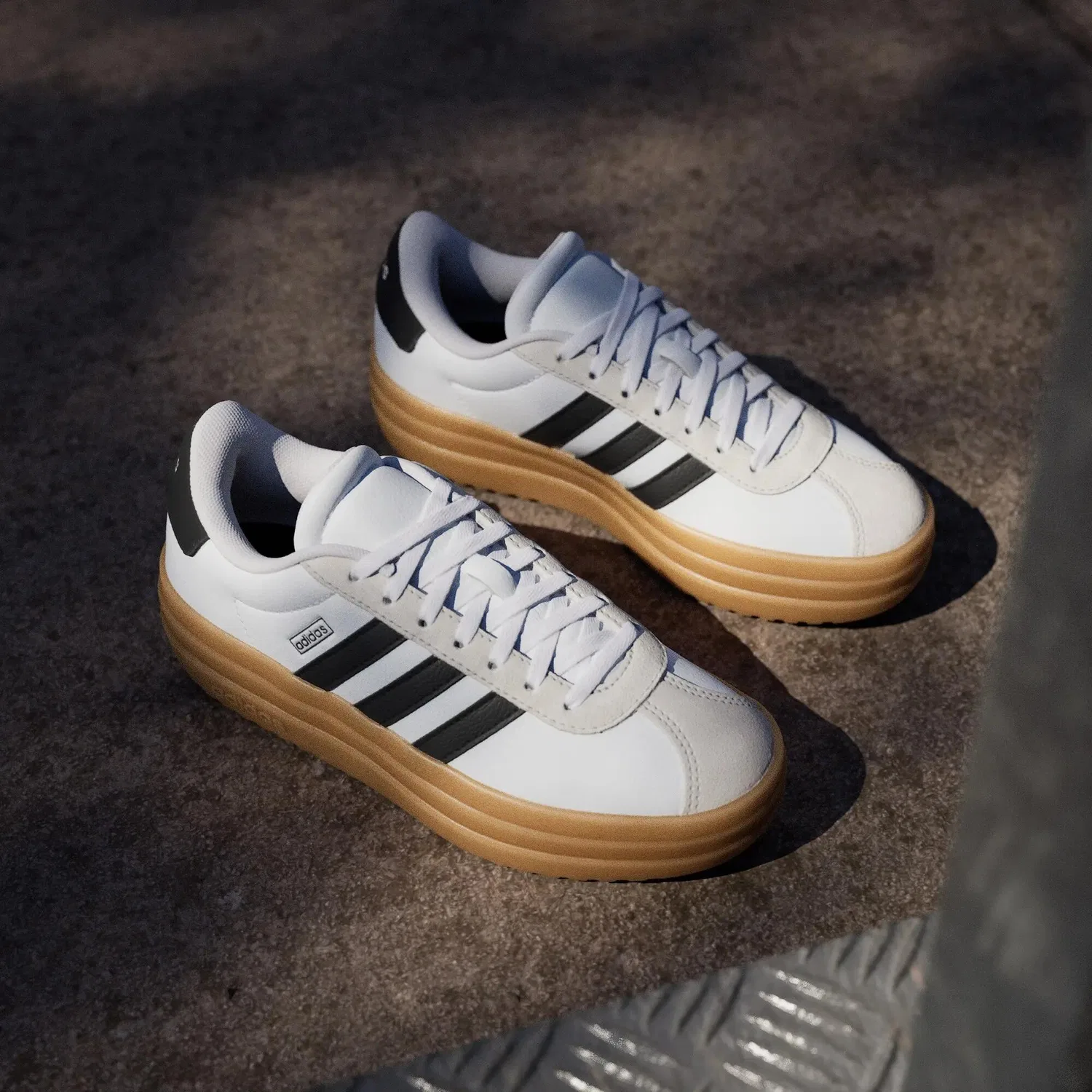 Детские кроссовки с T-носком VL Court Bold Adidas, Weiss Schwarz Braun — фото 4