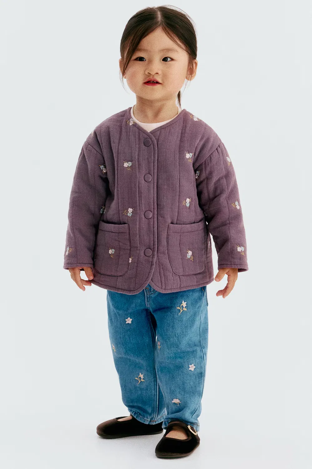 Куртка с вышивкой H&M, Lila/Geblümt — фото 2