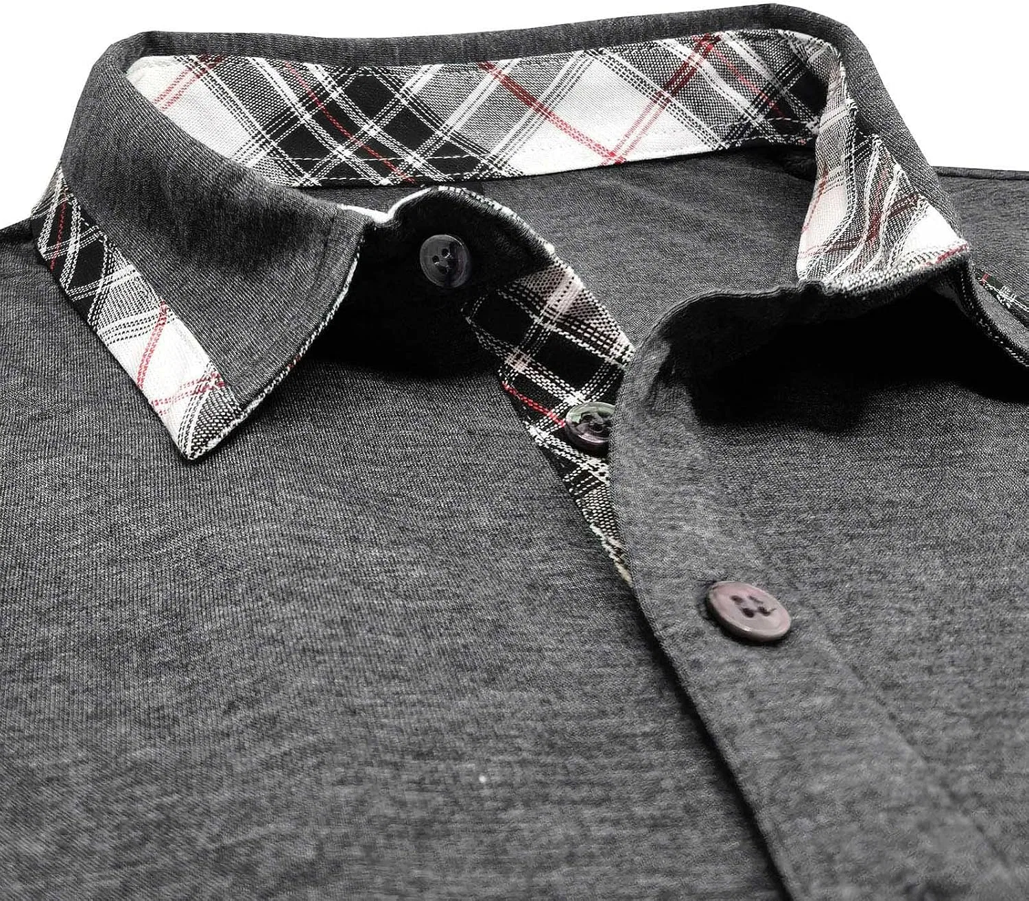 Мужская классическая футболка с воротником и карманом, Dark Gray — фото 3