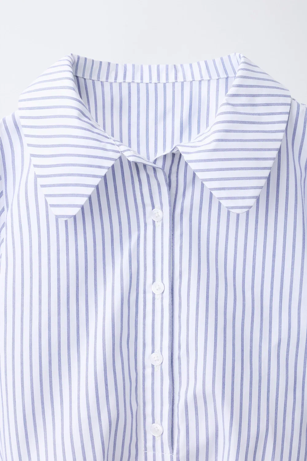 Полосатая рубашка с воротником в стиле Питера Пэна ZARA, Blue/White — фото 3