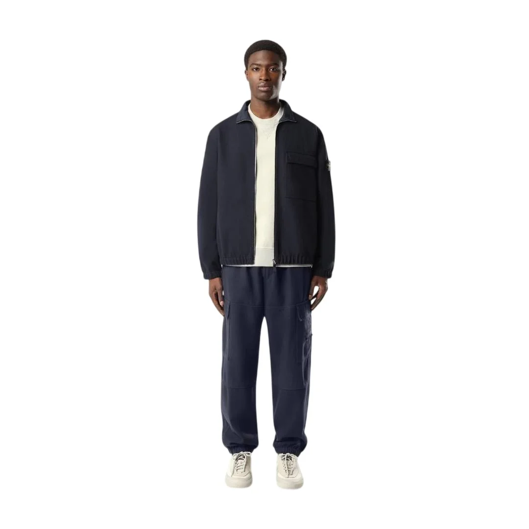 Мужская рубашка-куртка Stone Island Comfort-fit Zip-up With Elasticized Cuffs, темно-синий