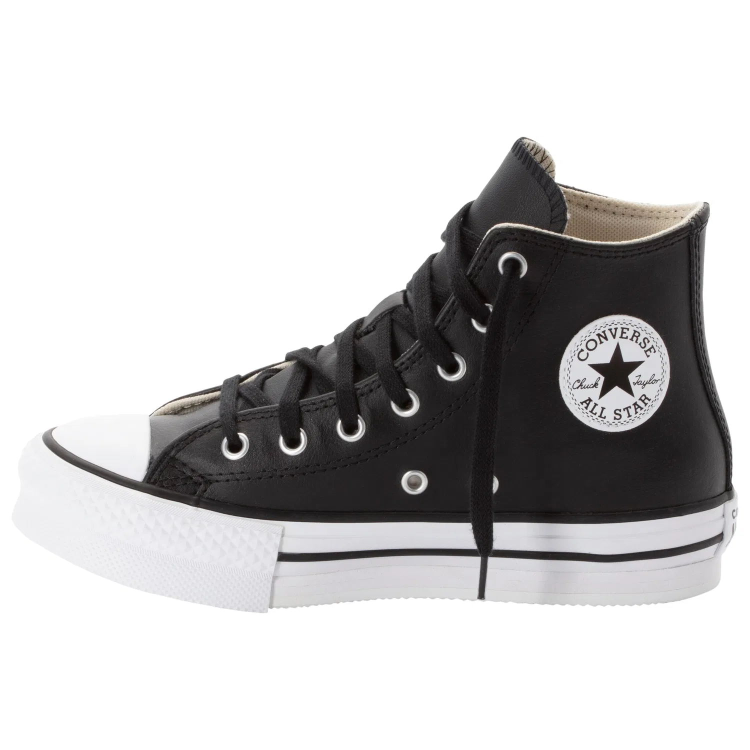 Детские кеды на шнуровке с платформой Converse, Black/Natural Ivory/White — фото 2
