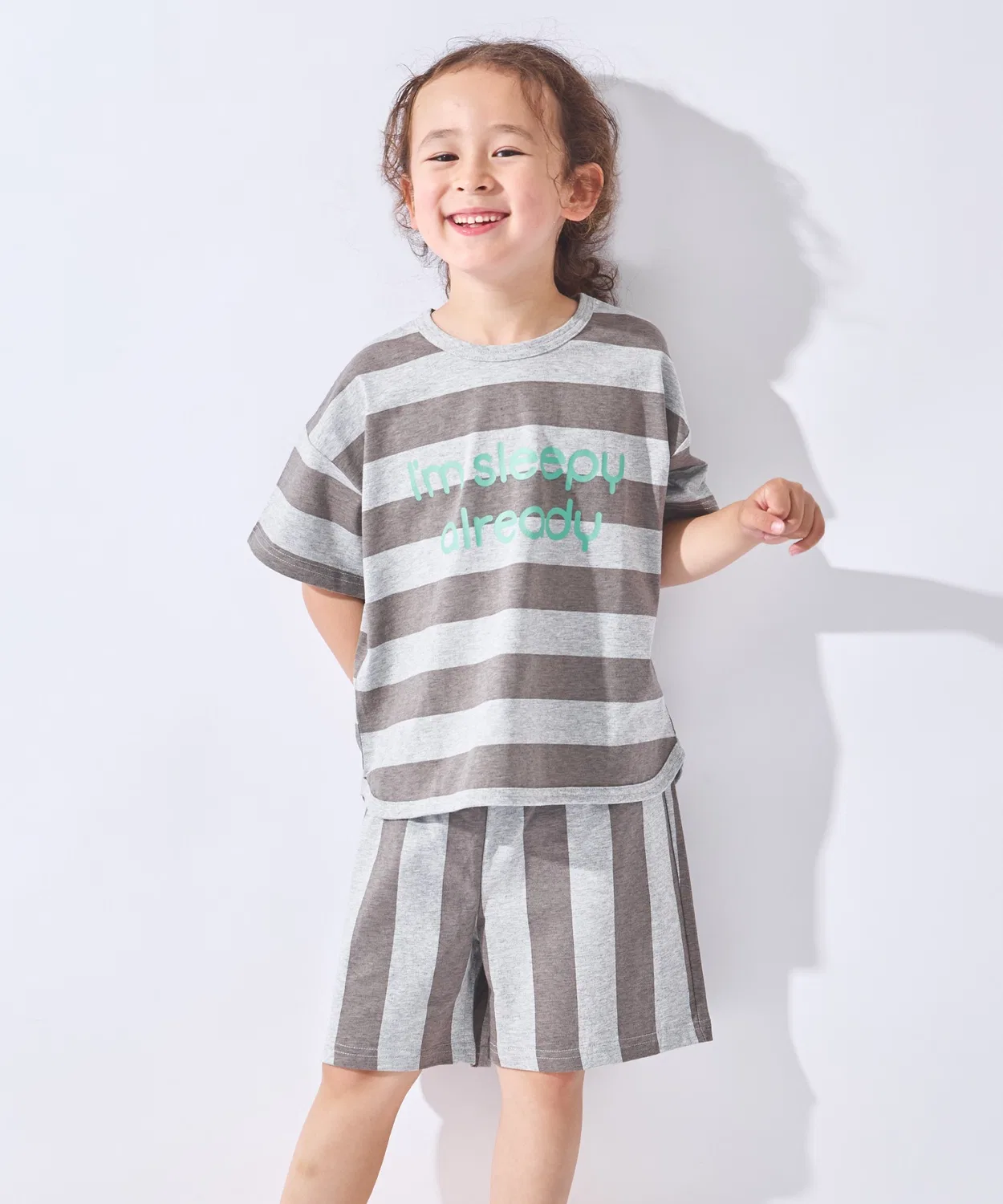 Детский комплект с принтом и коротким рукавом ever closet, Top Grey