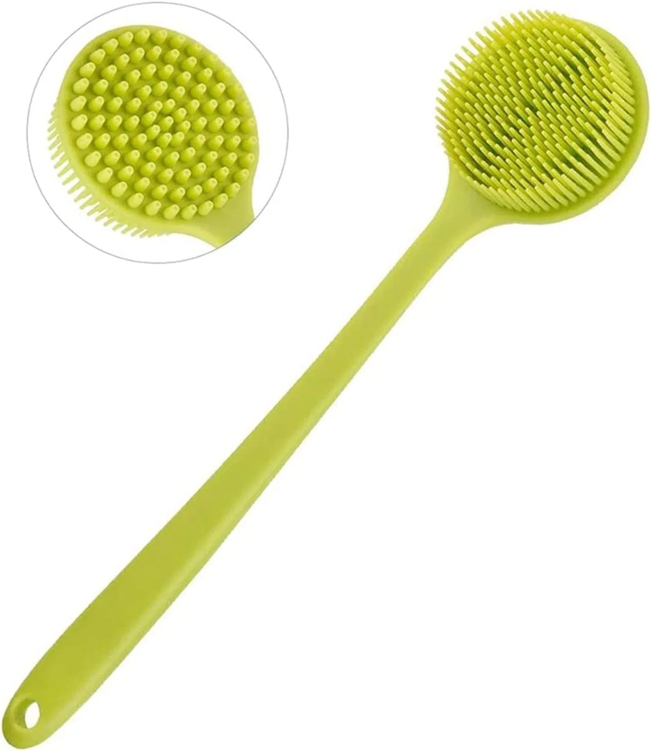 Щетка для тела с длинной ручкой AKAZI, двусторонняя, Light Green